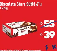 BİSCOLATA STARZ SÜTLÜ 6'LI 225 G